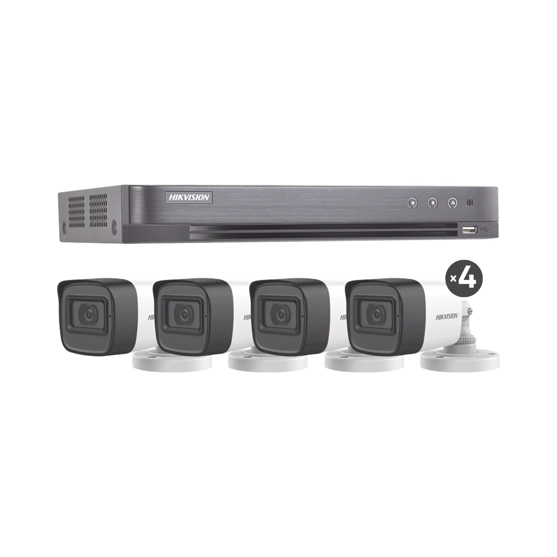 KIT TURBOHD 5 Megapixel / DVR 4 Canales / 4 Cámaras Bala con Micrófono Integrado