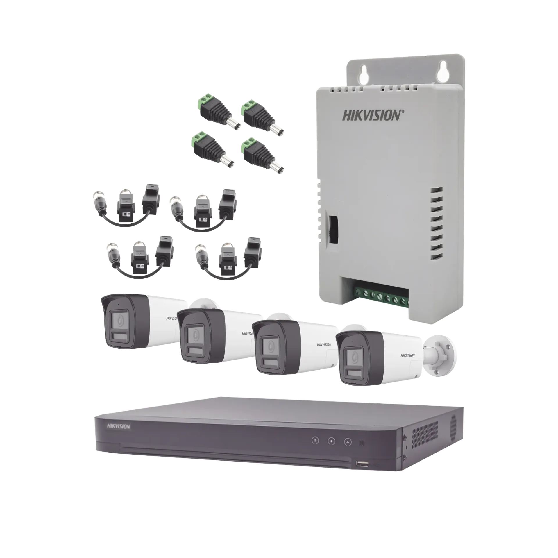 Kit Audio Bidireccional TurboHD 4K-3K / DVR 4 Canales 4K / 4 Cámaras Bala (Exterior) con Bocina y Microfóno Integrado 3K